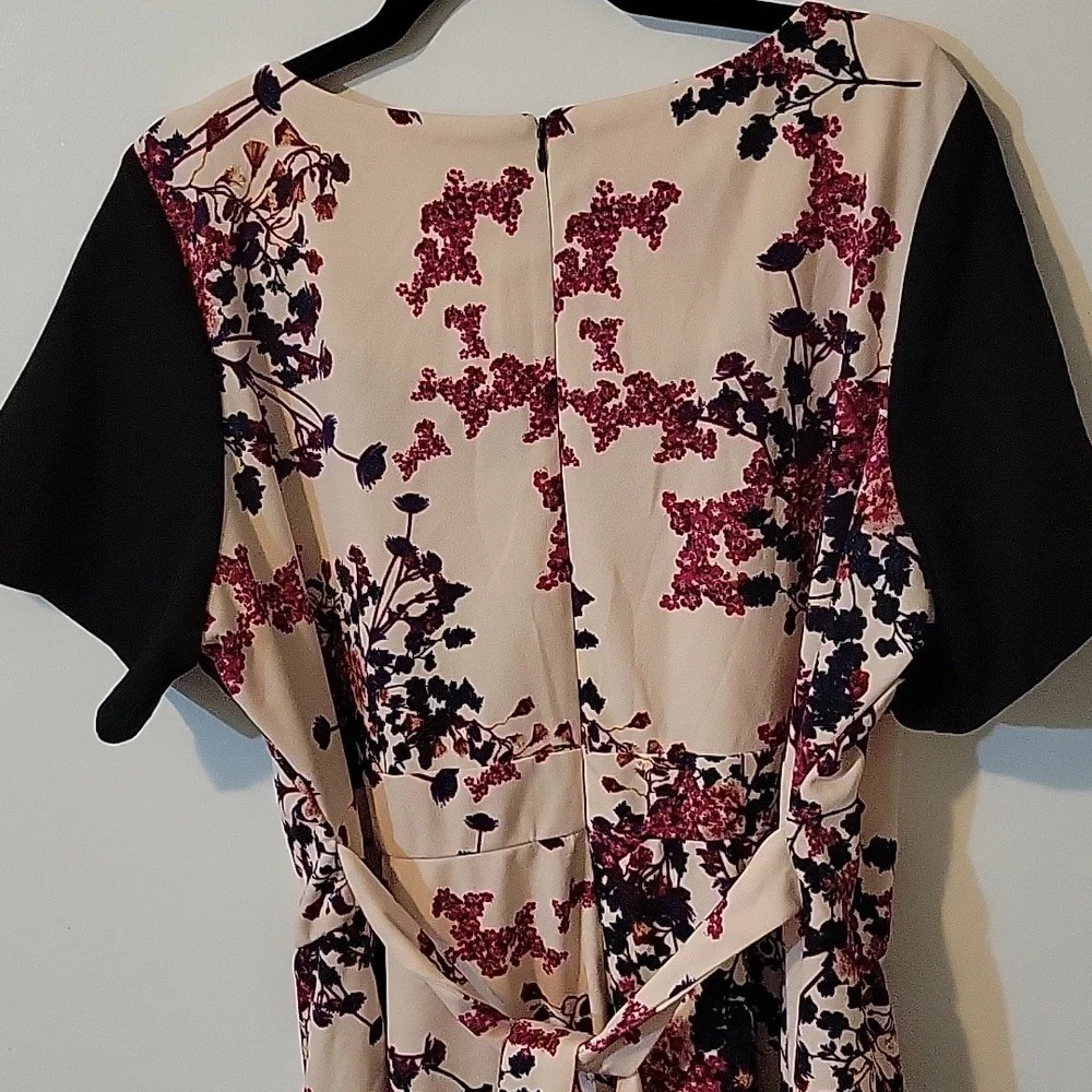 Lane Bryant Floral Black and Pink Fit and Flare Midi Dress - Picture 6 of 9